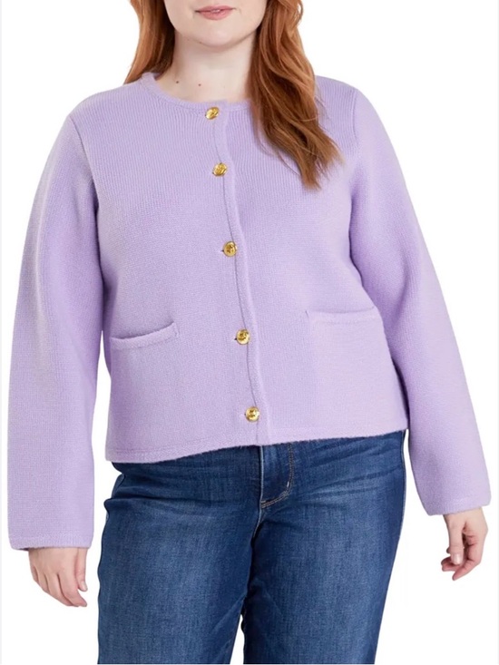 English Factory Sweaters - English Factory Lilac Button-Front Knit Cardigan with Gold Buttons